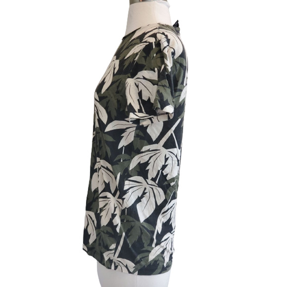 H&M Green/White Tropical Palm Tree Printed Short Sleeve T-Shirts Size XS - Picture 2 of 7